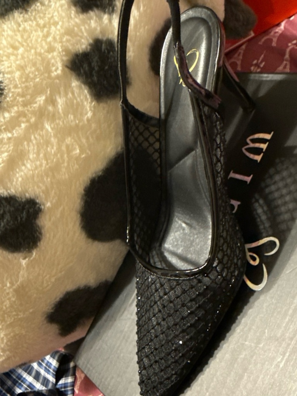 Windsor Black Pointed Toe Slingback Heels